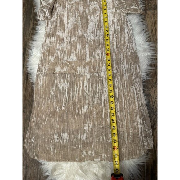Floreat Anthropologie Crushed Velvet Sheath Dress Size XS Beige Pockets Party - Picture 11 of 11